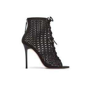 ZARA Suede Eyelet Heeled Sandals